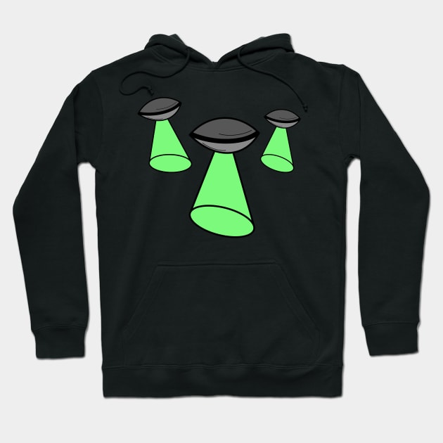 Three UFOs beaming around Hoodie by Artemis Garments